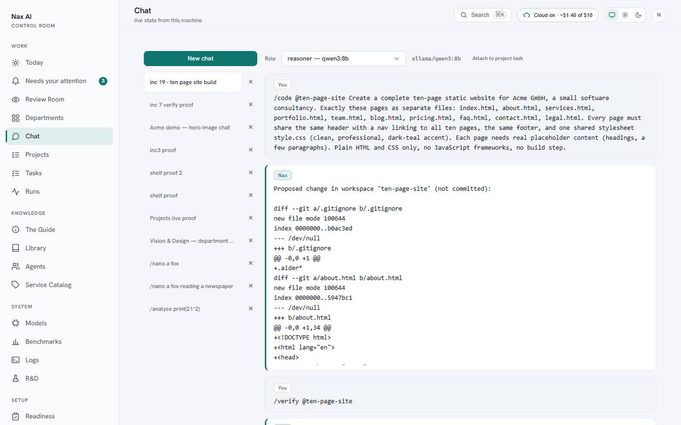 Nax AI: The conversation that built a ten page site